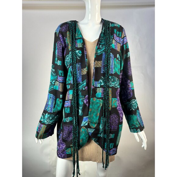 Vintage Très Paquette Byer California Womens Jacket L Shoulder Pads Ties - Picture 8 of 16